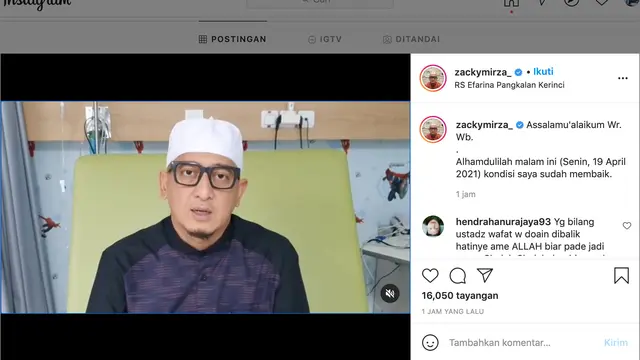 Unggahan Ustaz Zacky Mirza. (Foto: Instagram @zackymirza_)
