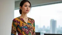 Batik Lengan Lonceng Dua Tingkat Modern untuk Kerja (Meta AI)