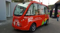 Bus nirsopir Telkomsel di arena Asian Games 2018. (Arief/Liputan6.com)