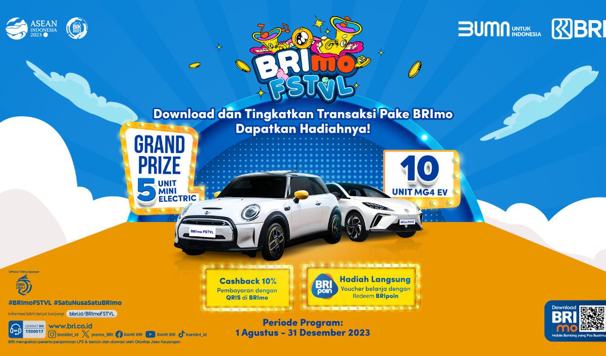 Program BRImo FSTVL memberikan apresiasi kepada nasabah BRI dalam bentuk penukaran BRIpoin menjadi <i>voucher</i> belanja atau kupon undian berhadiah mendapatkan mobil listrik. BRIpoin didapatkan setelah Anda melakukan transaksi melalui BRImo, Kartu Debit