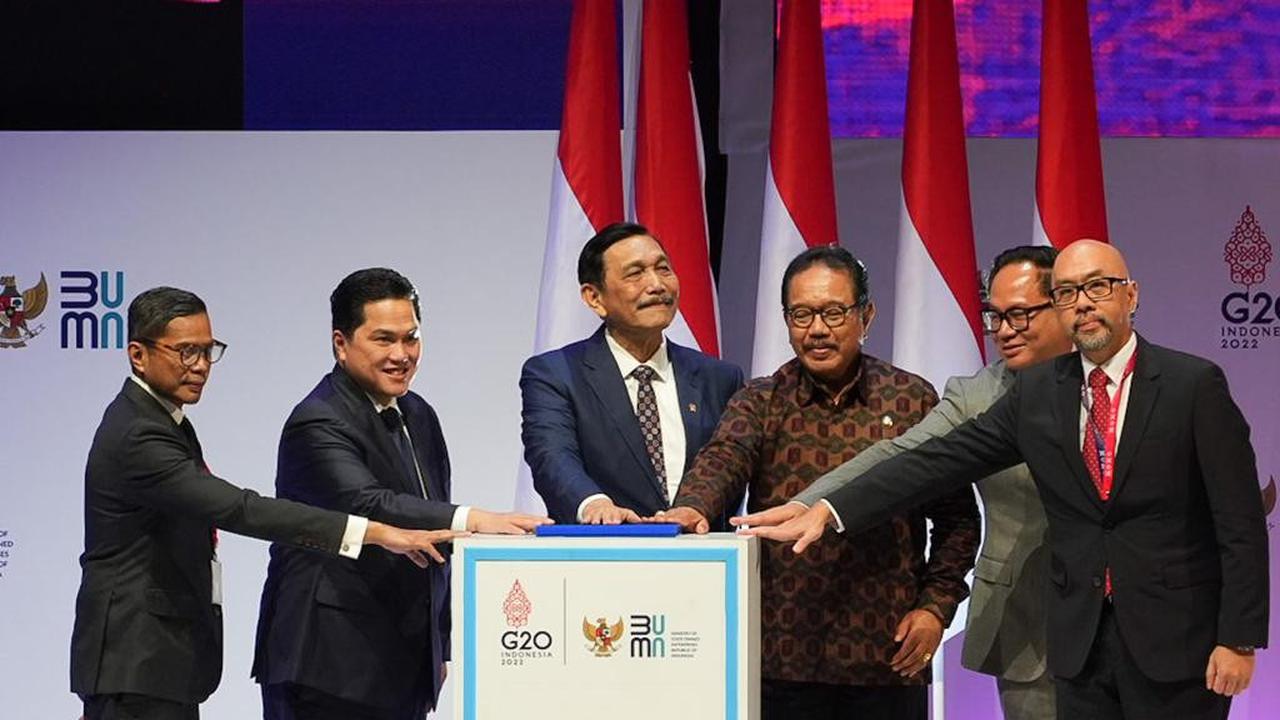 Menteri BUMN Erick Thohir pada acara SOE International Conference di Bali, Senin (17/10/2022).