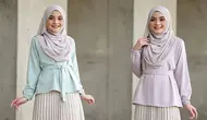 Blouse dengan Rok Plisket untuk Outfit Cewek Pendek Hijab. Foto: Meta AI