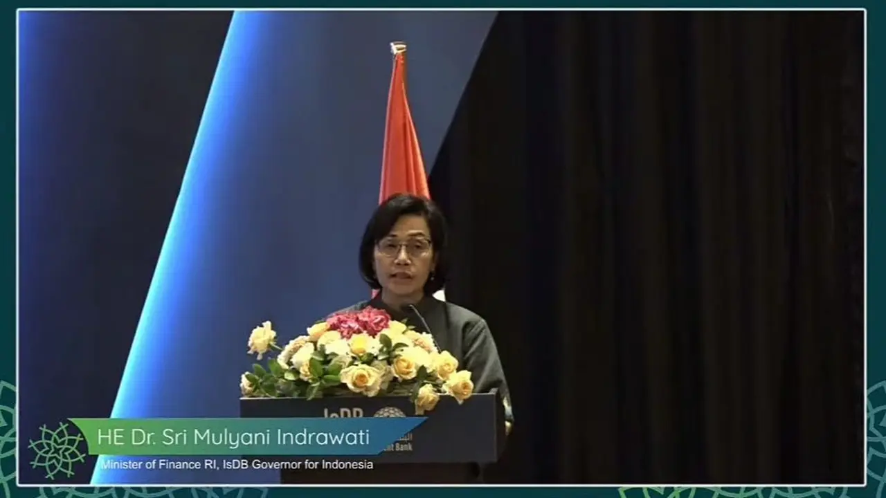 Menteri Keuangan Sri Mulyani Indrawati dalam Launching of the 2022-2025 IsDB Group’s Member Country Partnership Strategy (MCPS) for Indonesia, Selasa (19/7/2022).