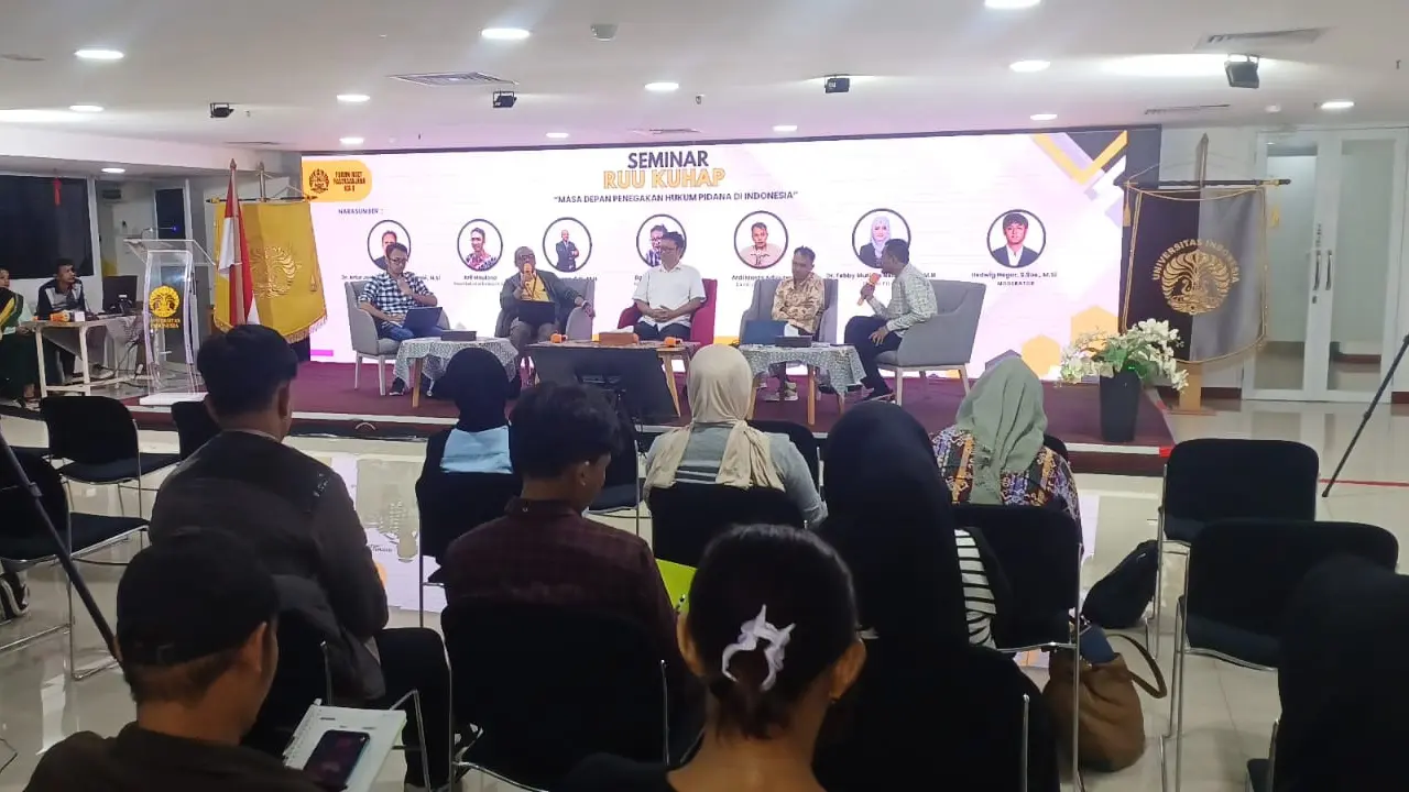 Seminar bertajuk "RUU KUHAP: Masa Depan Penegakkan Hukum Pidana di Indonesia" yang diselenggarakan Koalisi Masyarakat Sipil dan FORI Pasca Sarjana KSI X di Gedung IASTH Universitas Indonesia Salemba Jakarta Pusat, Kamis (6/3/2025). (Dokumen LBH Jakarta)