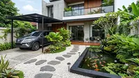 10 Inspirasi Halaman Depan Bergaya Zen Tropis yang Sejuk, Rapi, dan Menenangkan