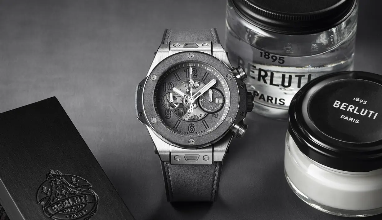 Hublot Big Bang Unico Berluti Aluminio memberikan karya yang bersahaja, elegan, monokrom, dan tak lekang oleh waktu. Edisi ini akan dibatasi hingga 100 eksemplar, seperti halnya setiap kolaborasi antara Hublot dan Berluti. (Dok/hublot).