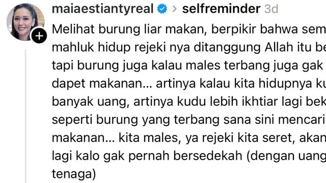Postingan Maia Estianty di Thread