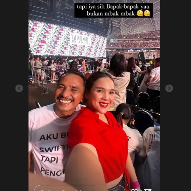 Suami Bikin Kaus Rincian Biaya Temani Istri Nonton Konser Taylor Swift di Singapura, Termasuk Nginap di Hotel Mahal Mirip Kamar Kos.  foto: Instagram @ulfamerdeka