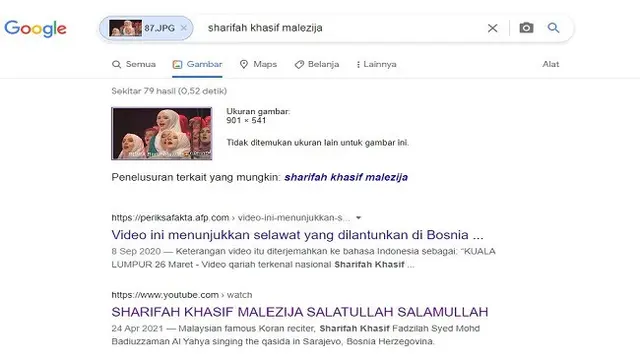 Gambar Tangkapan Layar Penelusuran Gambar dengan Google Images.