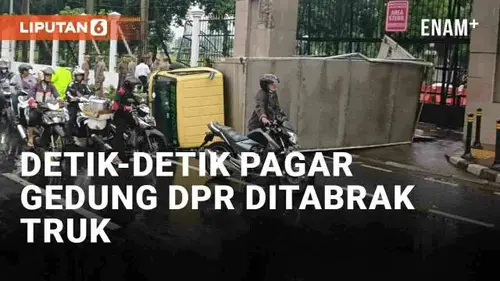 VIDEO: Detik-Detik Pagar Gedung DPR Roboh Ditabrak Truk Boks