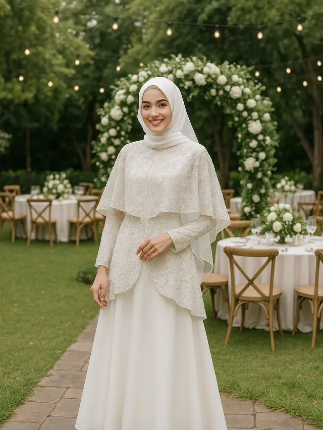 Model Kebaya Islami Bernuansa Putih yang Anggun untuk Akad Pernikahan