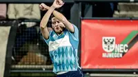 Selebrasi ala Cristiano Ronaldo dilakukan bek Fortuna Sittard, Justin Hubner setelah membobol gawang NEC Nijmegen dalam lanjutan Eredivisie 2025/2026, Minggu (1/3/2026) dini hari WIB. (Dok. Eredivisie)