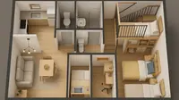 13 Contoh Rumah Kecil 7x12 dengan Garasi dan Taman Belakang, Asri &amp; Fungsional