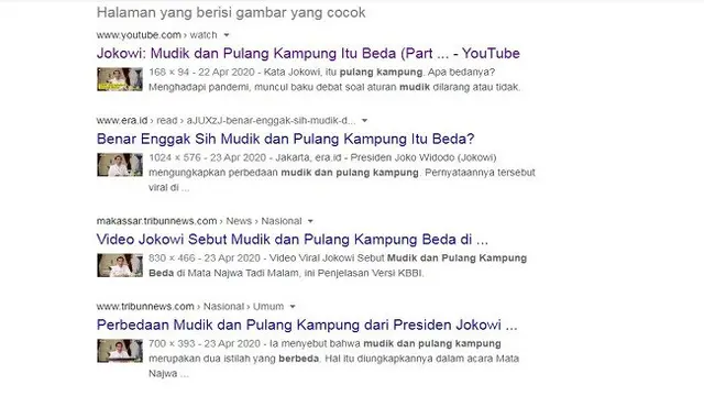 Gambar Tangkapan Layar Penelusuran Foto dengan Google Reverse Image