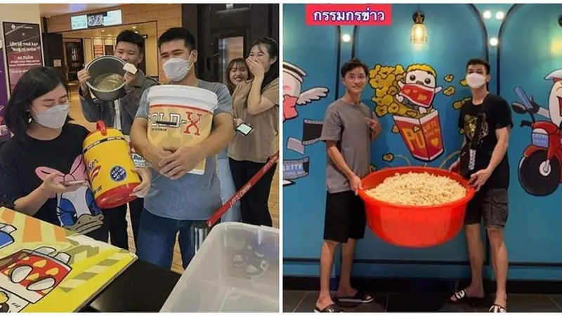 8 Potret Netizen Bawa Wadah Nyeleneh ke Bioskop saat Promo Popcorn, Bikin Geleng Kepala