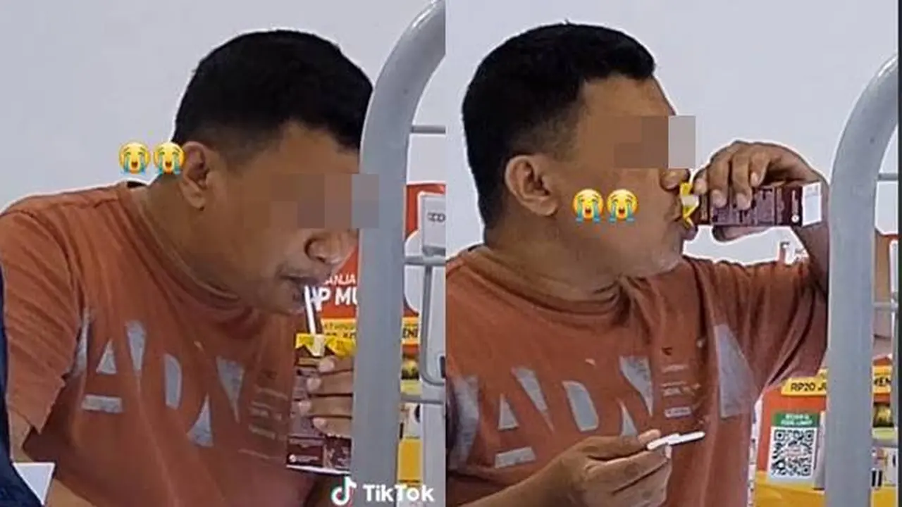Viral Aksi Bapak-Bapak Minum Pakai Sedotan Ini Malah Bikin Geleng Kepala