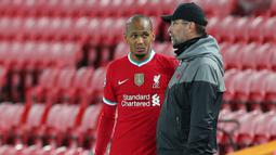 Fabinho adalah aset penting Liverpool sejak didatangkan pada 2018 lalu. Ia merupakan pesepak bola yang bisa bermain sebagai gelandang bertahan, gelandang tengah, dan bahkan sebagai bek tengah jika dibutuhkan. Di bawah asuhan Klopp, Fabinho telah memainkan 147 pertandingan. (AFP/Peter Byrne)