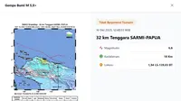 Gempa hari ini, Kamis (16/10/2025) di Indonesia berkekuatan magnitudo 6,6 dengan kedalaman 18 kilometer. (www.bmkg.go.id)