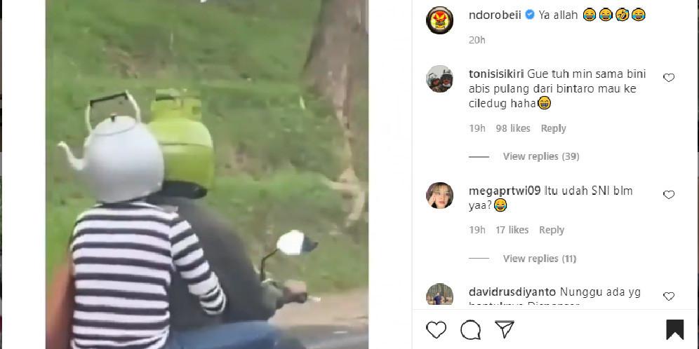 Pemotor berhelm unik (Instagram/@ndorobeii)