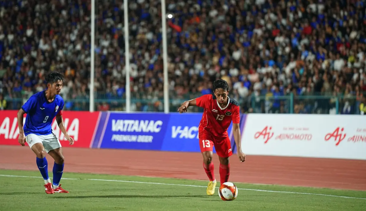 Timnas Indonesia U-22 memimpin lebih dulu lewat gol yang dicetak Titan Agung pada menit ke-10. (Foto:Dok.PSSI)