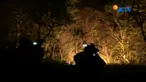 Kebakaran melalap hutan lindung milik Perhutani KPH Lawu di lereng Gunung Gede, Desa Cepoko, Jambon, Ponorogo, Jawa Timur. 