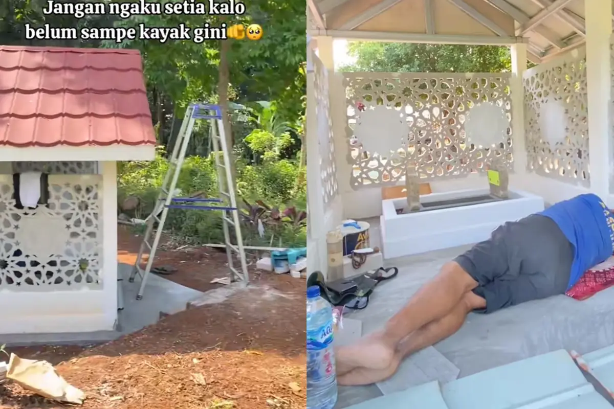 Viral Pria Tidur di Samping Makam Istri dan Sudah Siapkan Kuburan yang Bersebelahan
