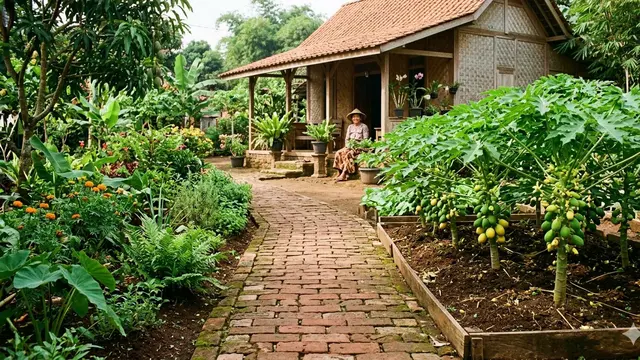 Kombinasi Jalan Setapak dan Bedengan Buah (Foto: Gemini AI)