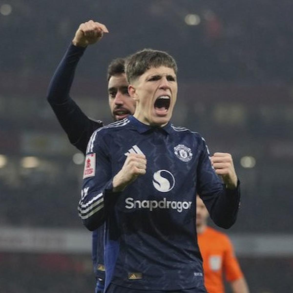 Ekspresi Alejandro Garnacho pada laga Arsenal vs Manchester United di Piala FA 2024/2025 (c) AP Photo/Kin Cheung