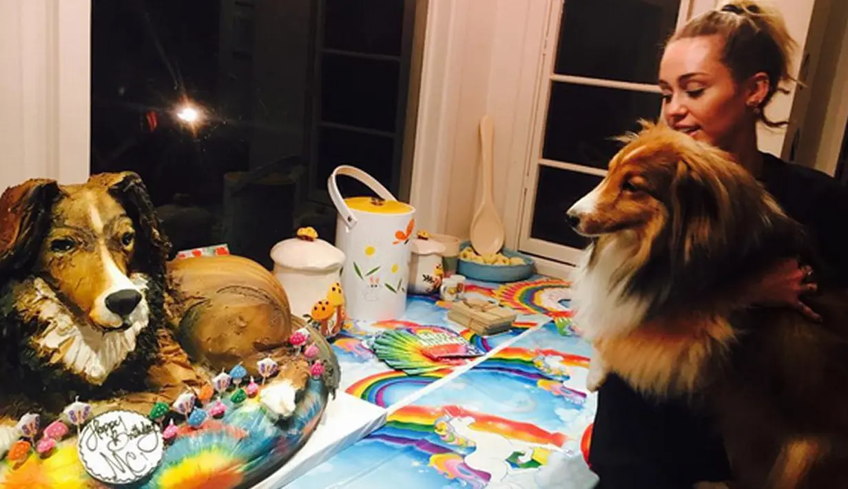 Tak hanya itu, kabarnya Liam juga memberikan hadiah lain yang didekorasi indah bertuliskan “Happy Birthday” ditambah dengan hiasan unicorn di sekelilingnya. (Instagram/Mileycyrus)
