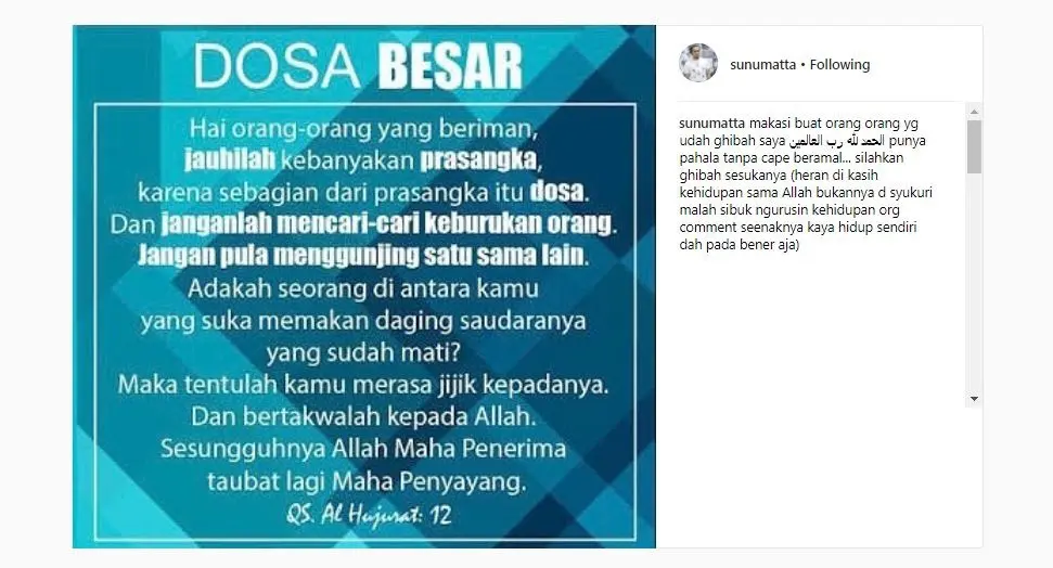 Sunu eks Matta Band tanggapi isu nikah sirinya dengan Umi Pipik [foto: instagram]