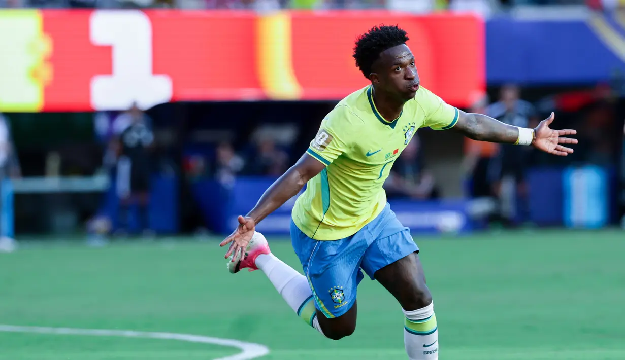Sepanjang pertandingan, Maroko justru tampil lebih agresif pada babak pertama. Mereka membuka keunggulan lewat gol Ismael Saibari sebelum akhirnya Brasil menyamakan kedudukan melalui Vinícius Júnior. (AP Photo/Adam Hunger)