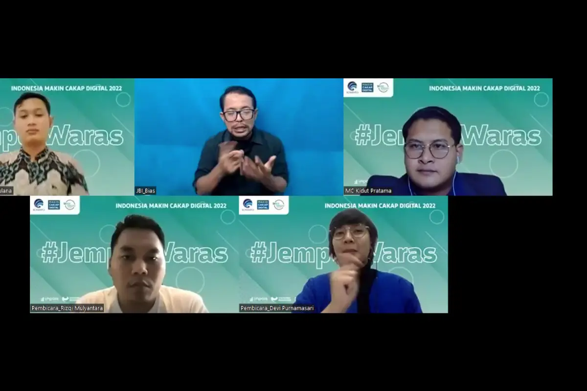 Kemenkominfo bekerjasama dengan Gerakan Nasional Literasi Digital Siberkreasi mengadakan webinar Makin Cakap Digital 2022 bertema Indonesia Makin Cakap Literasi Digital bagi siswa di Purwokerto. (IST)