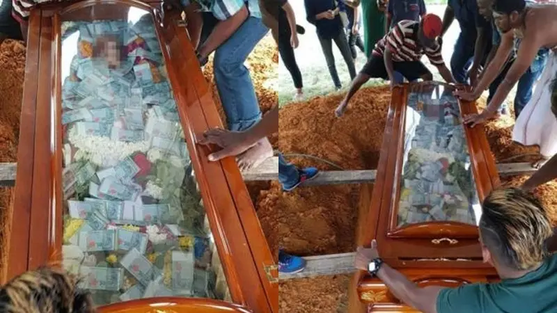 Heboh, Pria Dikuburkan dengan Uang Rp 103 Juta