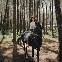 Dian Sastrowardoyo baru saja membagikan momennya berkuda di dalam hutan. [Foto: Instagram/therealdisastr]