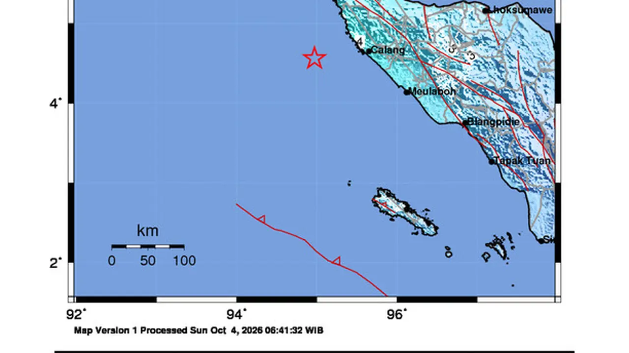 Gempa Magnitudo 5,9 Guncang 68 km Barat Daya CALANG-ACEHJAYA