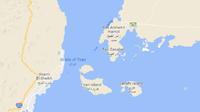 Pulau Tiran dan Pulau Sanafir di Laut Merah. (Dok. Google Maps)