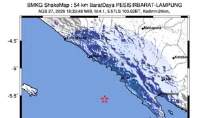 Gempa Magnitudo 4,1 Guncang Pesisir Barat Lampung, Ini Analisis BMKG