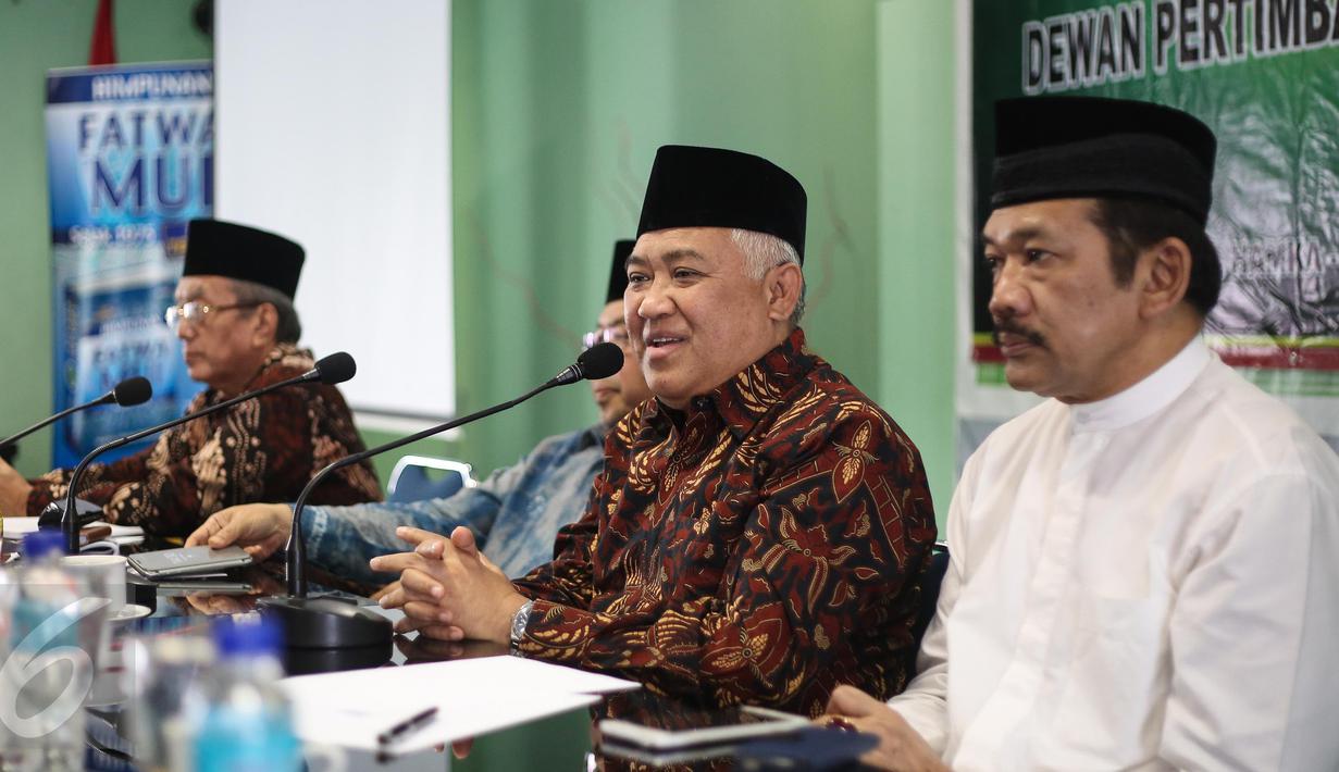 Dewan Pertimbangan Majelis Ulama Indonesia (MUI) menggelar rapat pleno ke- 15 di Kantor MUI, Rabu (22/2). Tema rapat tersebut adalah 'Upaya Bersama Menghadapi Ancaman Terhadap NKRI'. (Liputan6.com/Faizal Fanani)