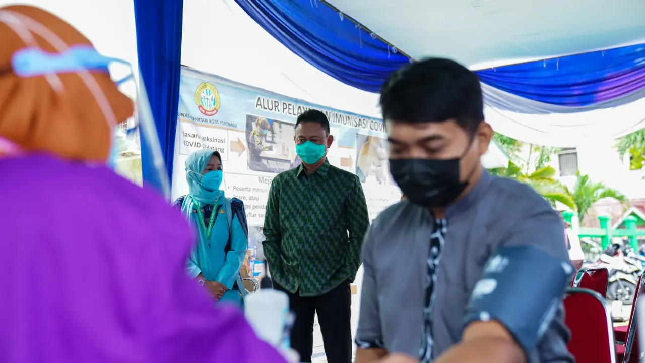 Simulasi vaksinasi Covid-19 di Kota Pontianak. (Foto: Liputan6.com/Aceng Mukaram)