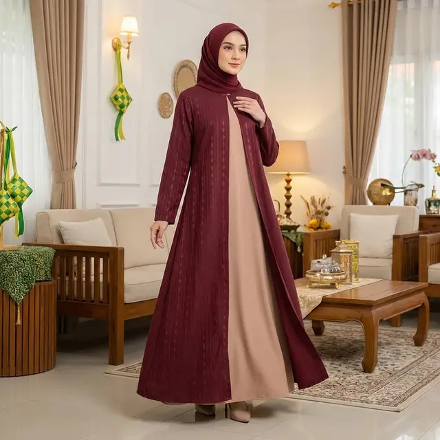 Model Gamis Kombinasi 2 Warna Terbaru untuk Lebaran 2026