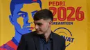 Pedri. Serupa dengan Ansu Fati, Pedri juga baru saja memperpanjang kontraknya di Barcelona hingga Juni 2026. Otomatis, gajinya yang hanya 34 ribu pounds per pekan akan mengalami kenaikan. Semua tak lepas dari performa apiknya bersama Timnas Spanyol di ajang Euro dan Olimpiade. (AFP/Lluis Gene)