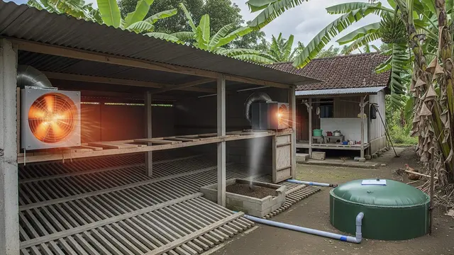 desain kandang ayam yang menghasilkan biogas skala kecil
