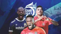 Liga 1 - David da Silva, Privat Mbarga, Matheus Pato (Bola.com/Decika Fatmawaty)