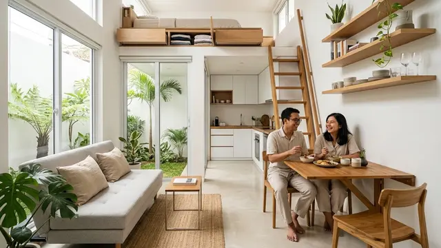 Rumah 6x6 dengan Furnitur Multifungsi