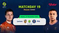 Jadwal Live Streaming Liga Prancis 2021/2022 : Lorient Vs PSG di Vidio. (Sumber : dok. vidio.com)