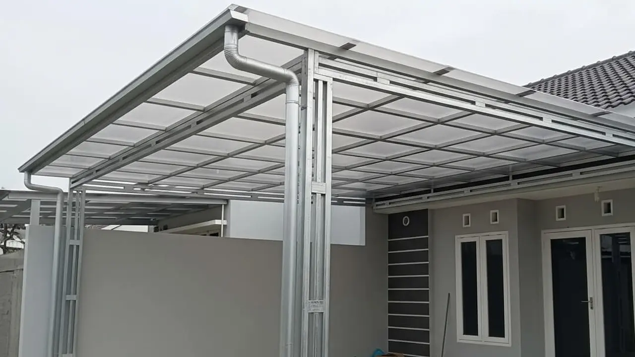 carport sederhana dari besi galvanis