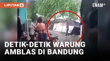 Kios Warung Amblas Akibat Longsor di Bandung Barat