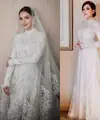 Jessica Mila terlihat elegan dengan gaun pengantin klasik berkerah tinggi dan full renda rancangan Yefta Gunawan. [Foto: IG/yeftagunawan].