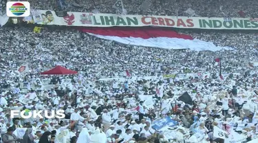 Prabowo Subianto jelaskan proker 100 hari pertama pada kampanye akbar di Stadion Gelora Bung Karno, Jakarta.