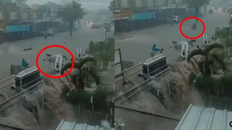 Viral, Video Banjir Hanyutkan Lapak Kaki Lima di Kota Magelang